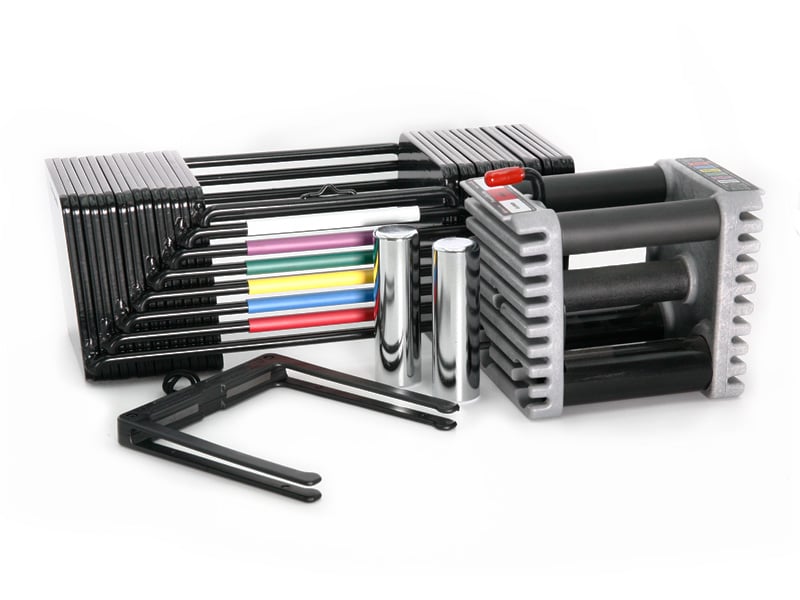 Comprehensive image of all replacement parts for the PowerBlock Elite Series dumbbells.