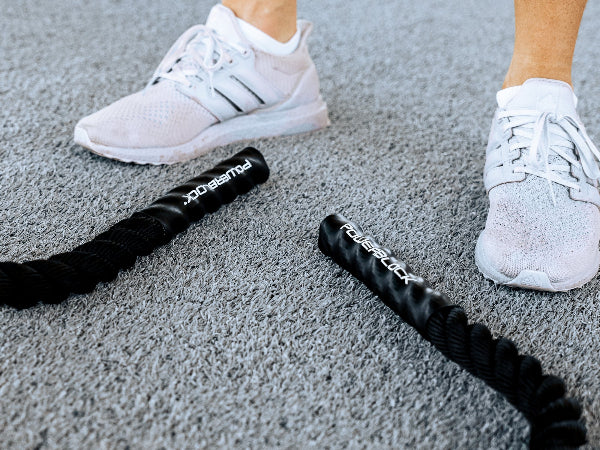 Close-up of Battle Rope with PowerBlock logo.