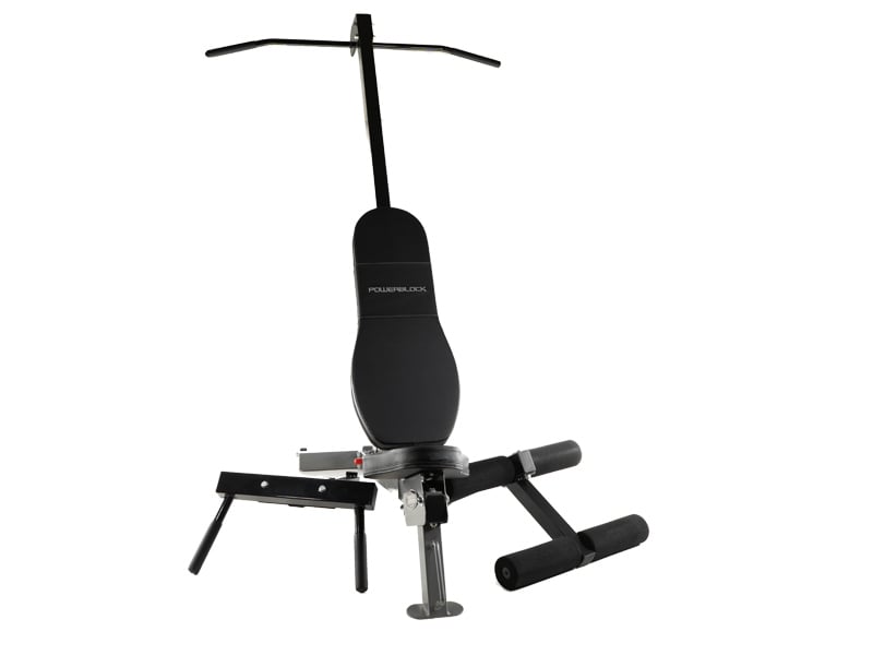 PowerBlock Sport Bench Bundle includes: Sport Bench, Dip Attachment, Chin-up Attachment and Ab Attachment.
