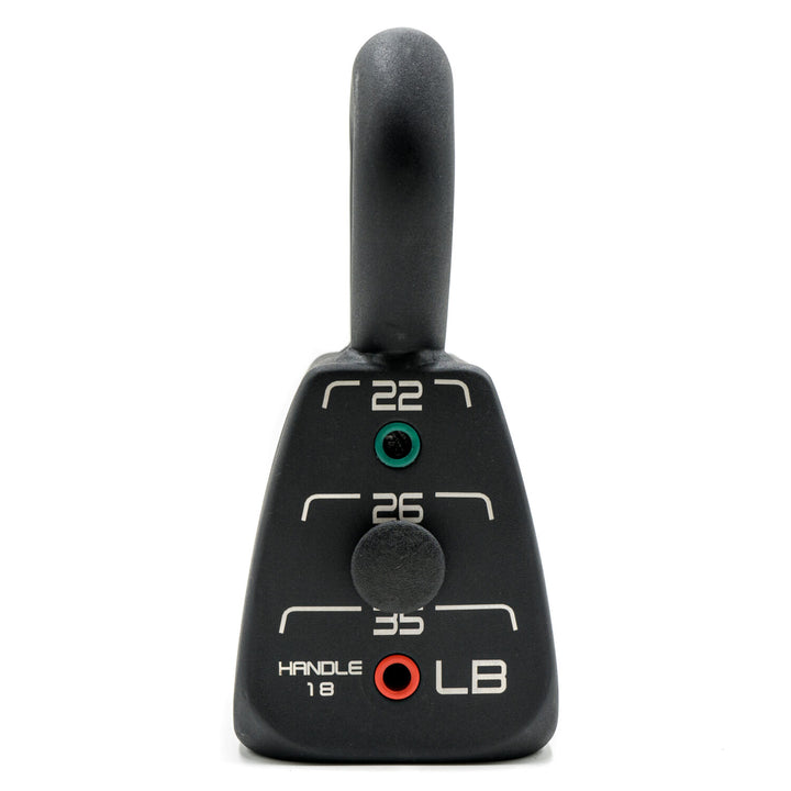 Front view of the Pro Adjustable Kettlebell 18-35 lb.