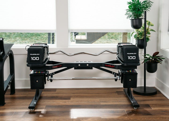 Sturdy steel frame for barbell support