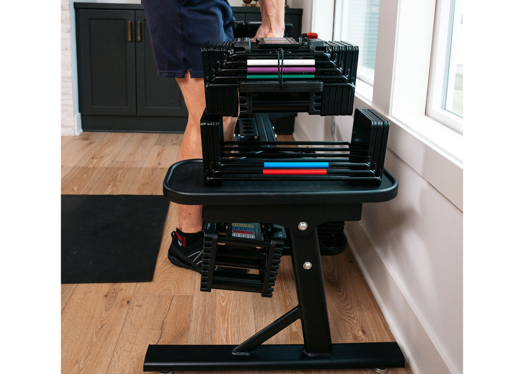 Angled side of barbell support base