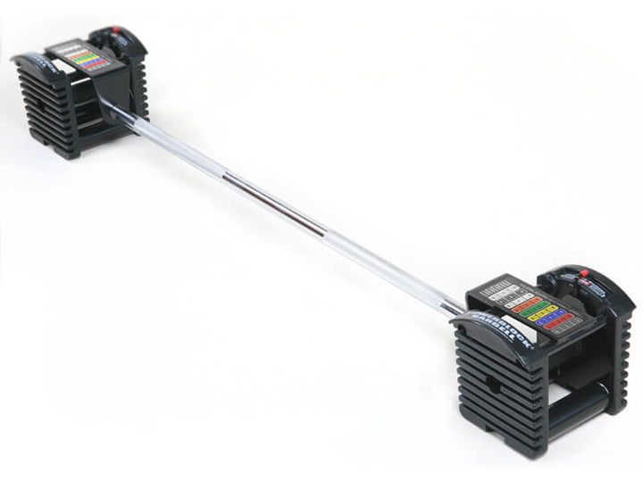 PowerBlock Pro Series Straight Bar installed onto Pro Series handles without weights.
