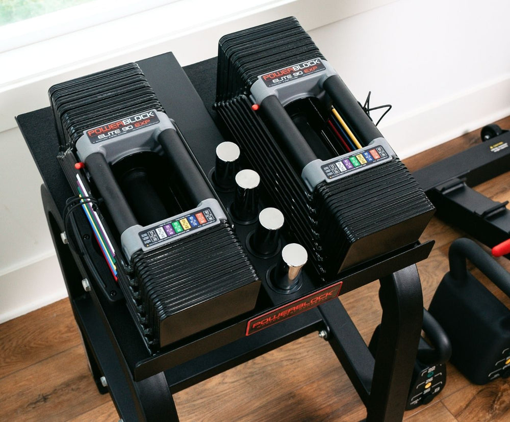 Elite EXP Dumbbell on Home Rack Stand