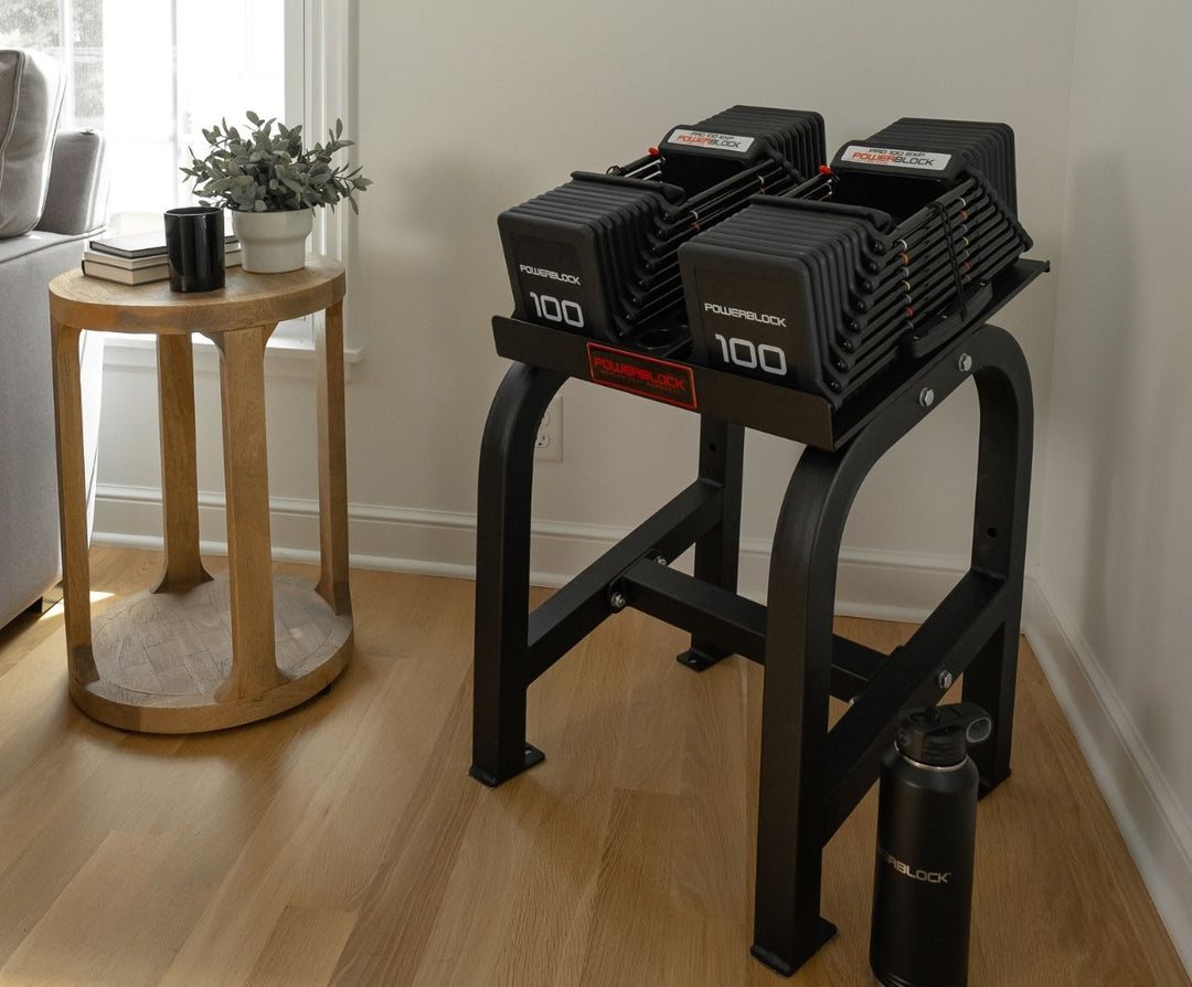 Home Rack stand with dumbbells in home gym