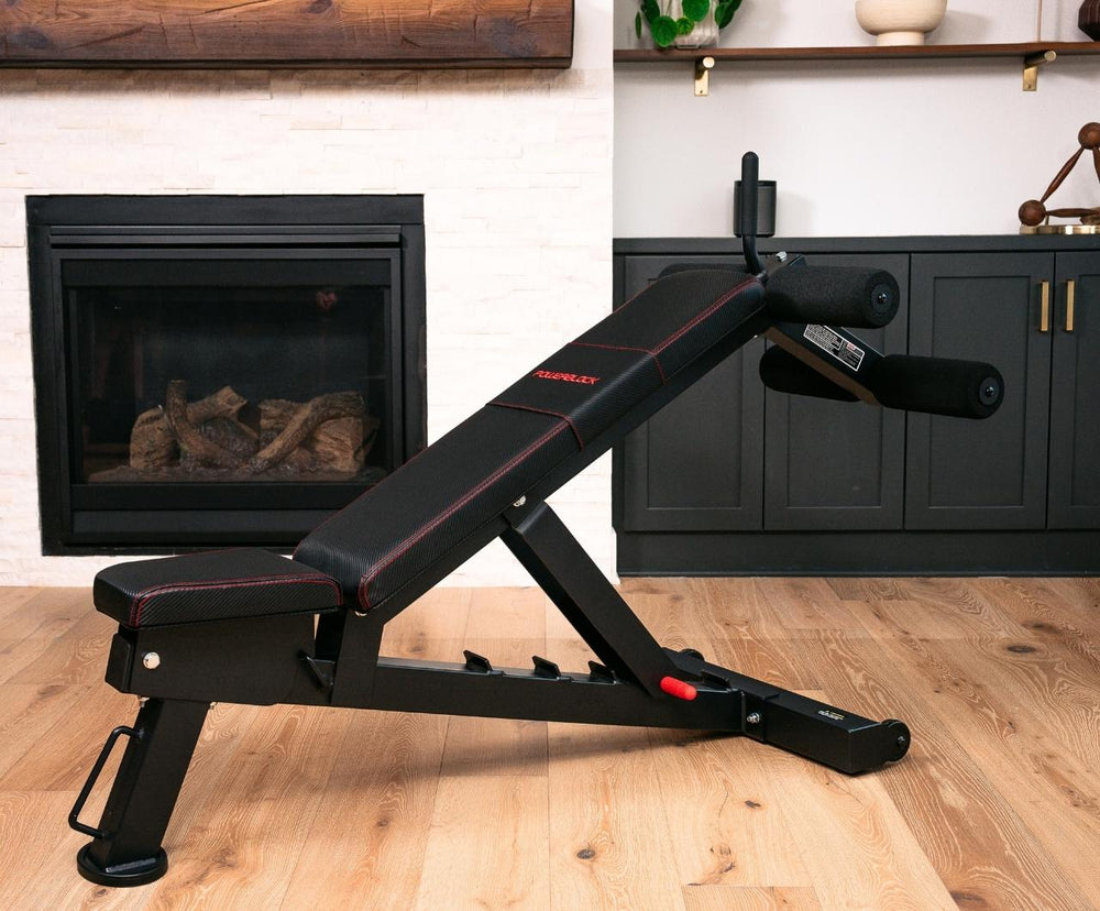 PowerBench 2.0 Ab Attachment in home gym