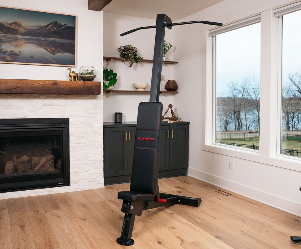 PowerBench 2.0 Chin-up attachment in a home gym