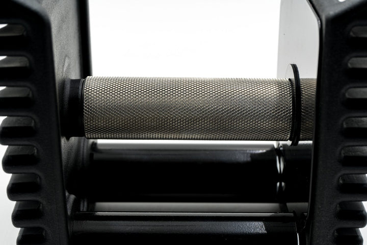 Close-up view of the knurled grip.