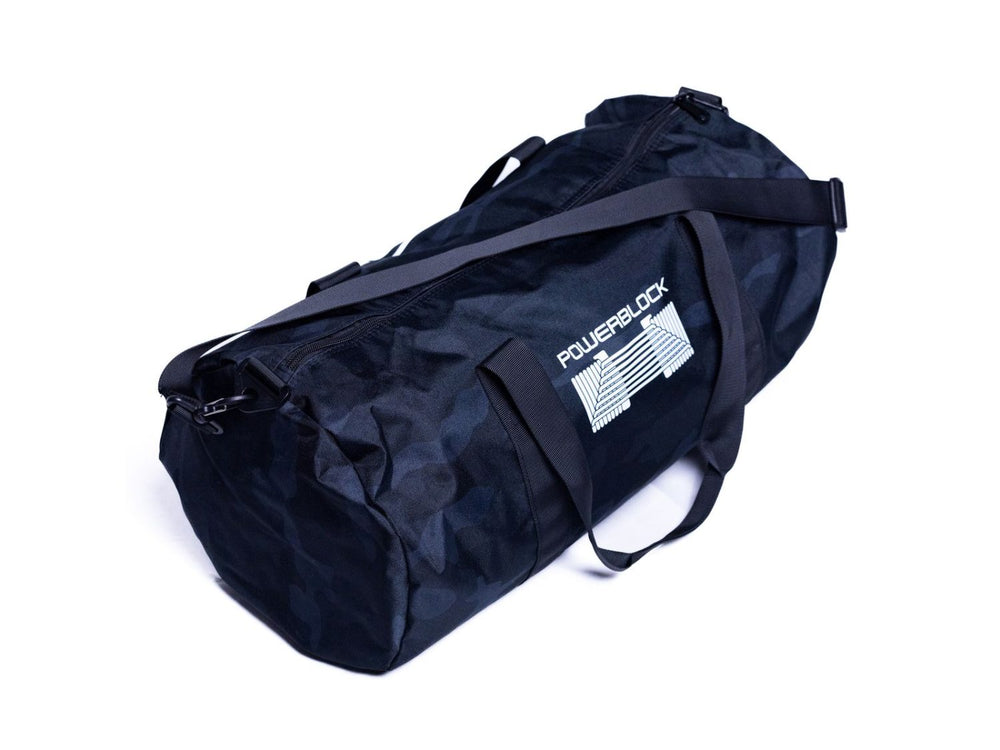 Image of black Duffle Bag from the opposite side featuring the PowerBlock logo.