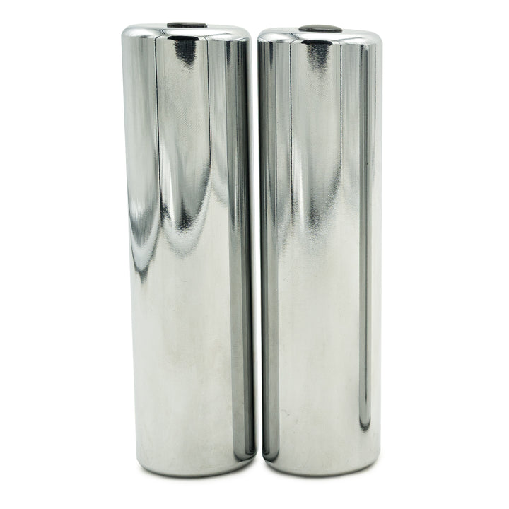 A pair of PowerBlock chrome micro weights for use with Elite EXP and other models to increase weight in small increments.