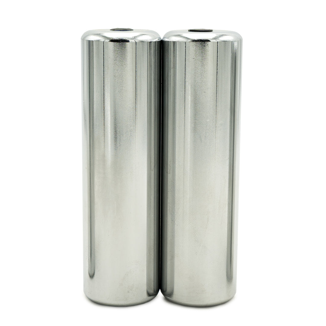 A pair of PowerBlock chrome micro weights for use with the PRO 100 EXP series only.  Slightly shorter and has a wider radius than other models. Used to increase weight in small increments.