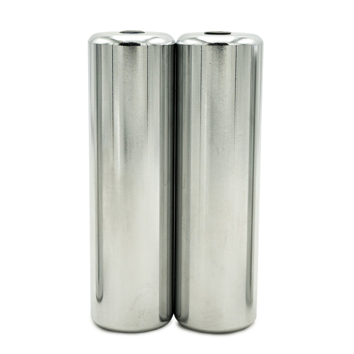 A pair of PowerBlock chrome micro weights for use with the PRO 100 EXP series only.  Slightly shorter and has a wider radius than other models. Used to increase weight in small increments.