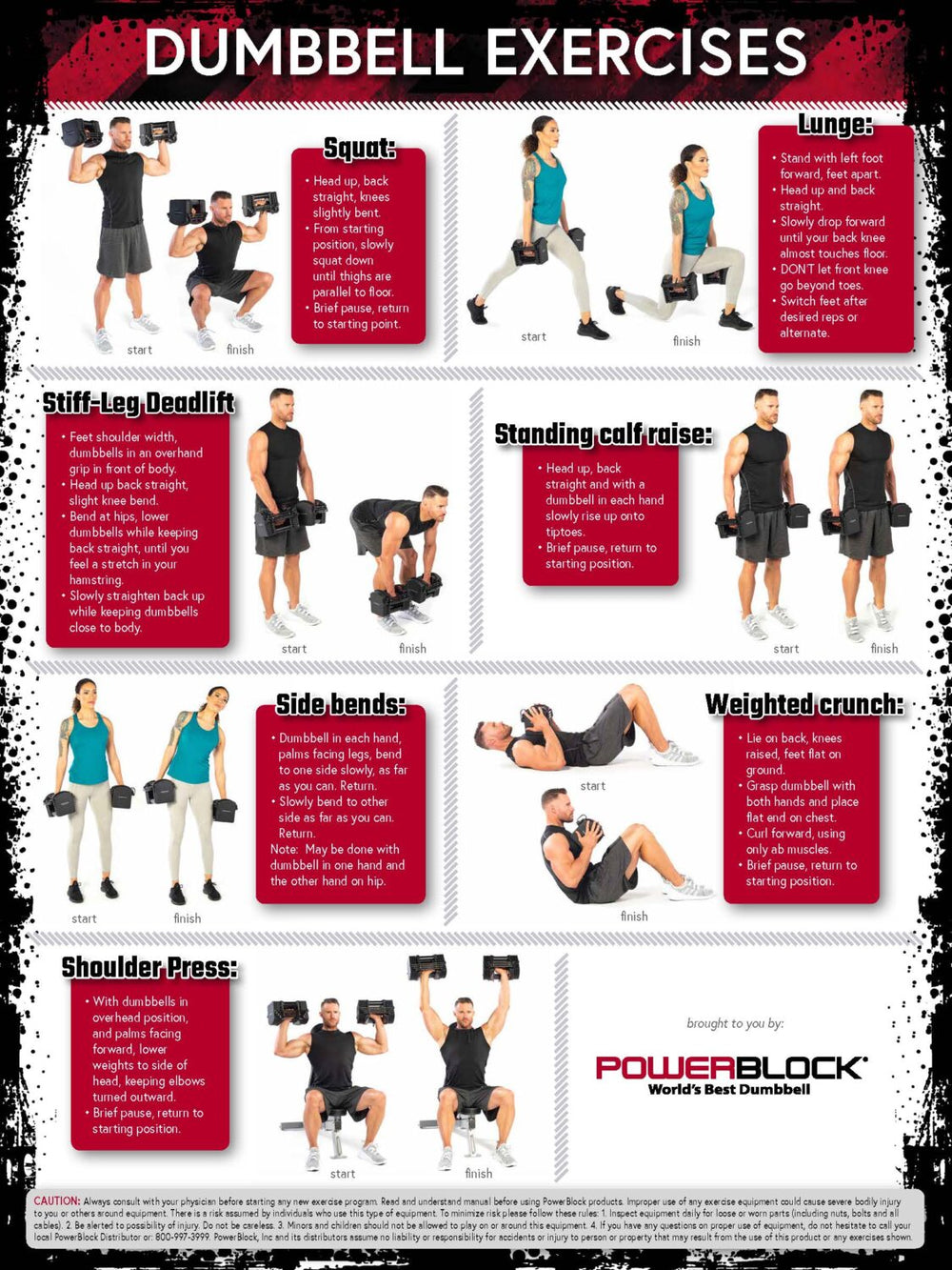 Do dumbbell and total body exercises with the PowerBlock Exercise Poster 3-Pack.