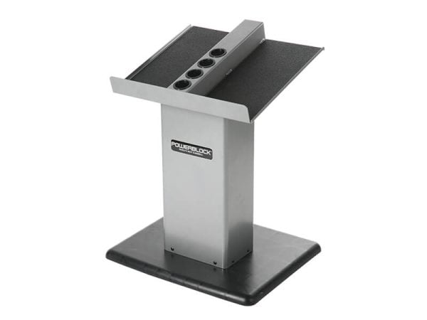 A Large Column Stand, which fits all PowerBlock dumbbells up to 90 pounds.