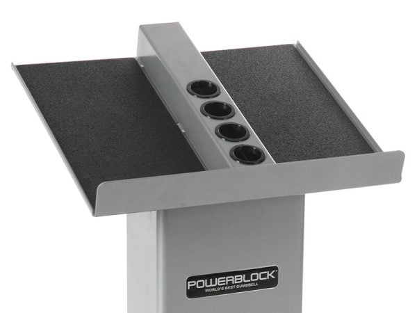 An expanded view of the Large Column Stand, compatible with dumbbells up to 90 pounds.