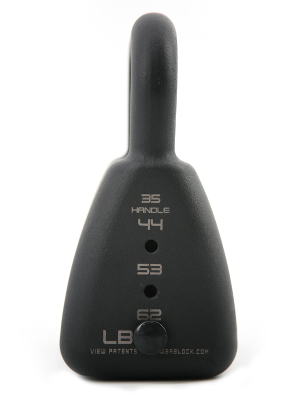A closeup of a 35-62 pound Pro Adjustable Kettlebell from PowerBlock.