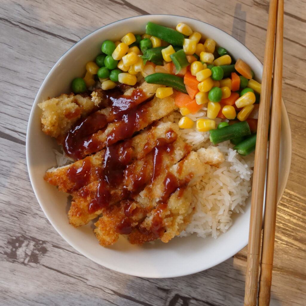 Chicken Katsu with Rice and Vegetables