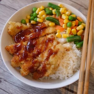 Chicken Katsu with Rice and Vegetables