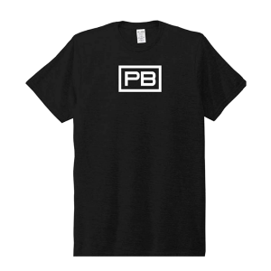 Black PowerBlock T-shirt with PB logo on front